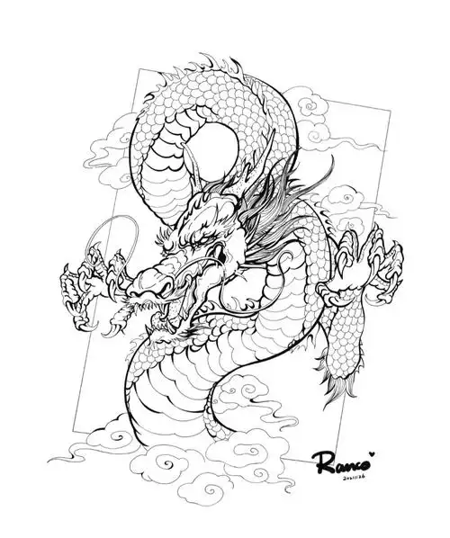 每日一画  #procreate绘画  #临摹  #线稿  #龙