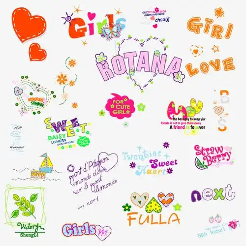 图案装饰 图文文案 可爱艺术字免抠素材免费下载_觅元素51yuansu.com