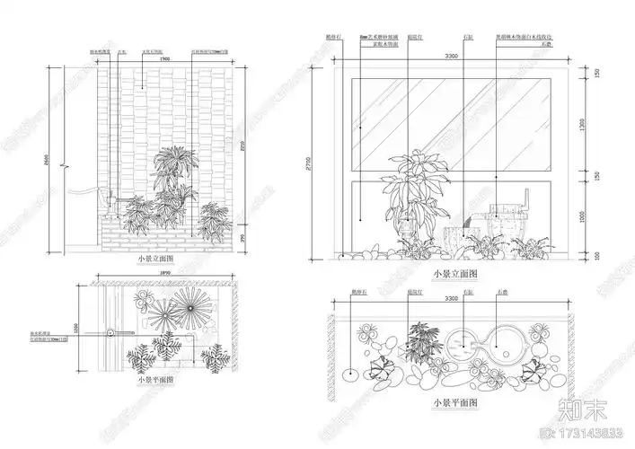 cad庭院园林竹子景施工图下载