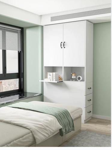 定制夹缝衣柜侧面抽拉窄柜实木生态儿童衣橱转角出租收纳储物柜床