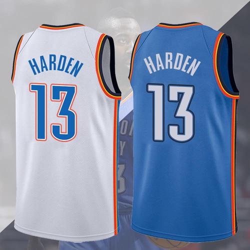 雷霆队13号詹姆斯哈登球衣适透气篮球队服蓝白色正品
