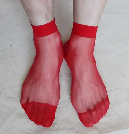 超薄红色男款纯丝多色船袜 超短筒男士丝袜 男士短筒丝袜男式袜子