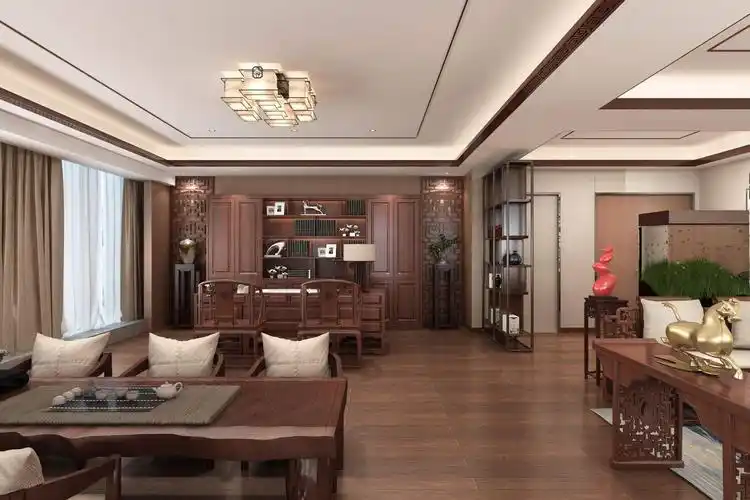 70平新中式风格办公室屏风装修效果图