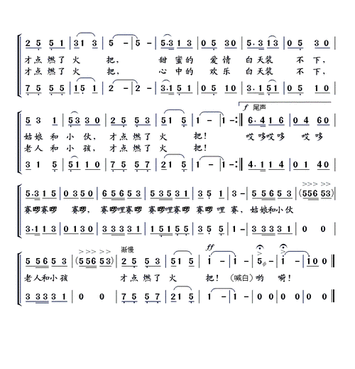 火把节的欢乐 歌谱 简谱