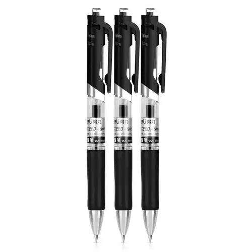 得力s01中性笔签字笔05mm子弹头水笔黑色