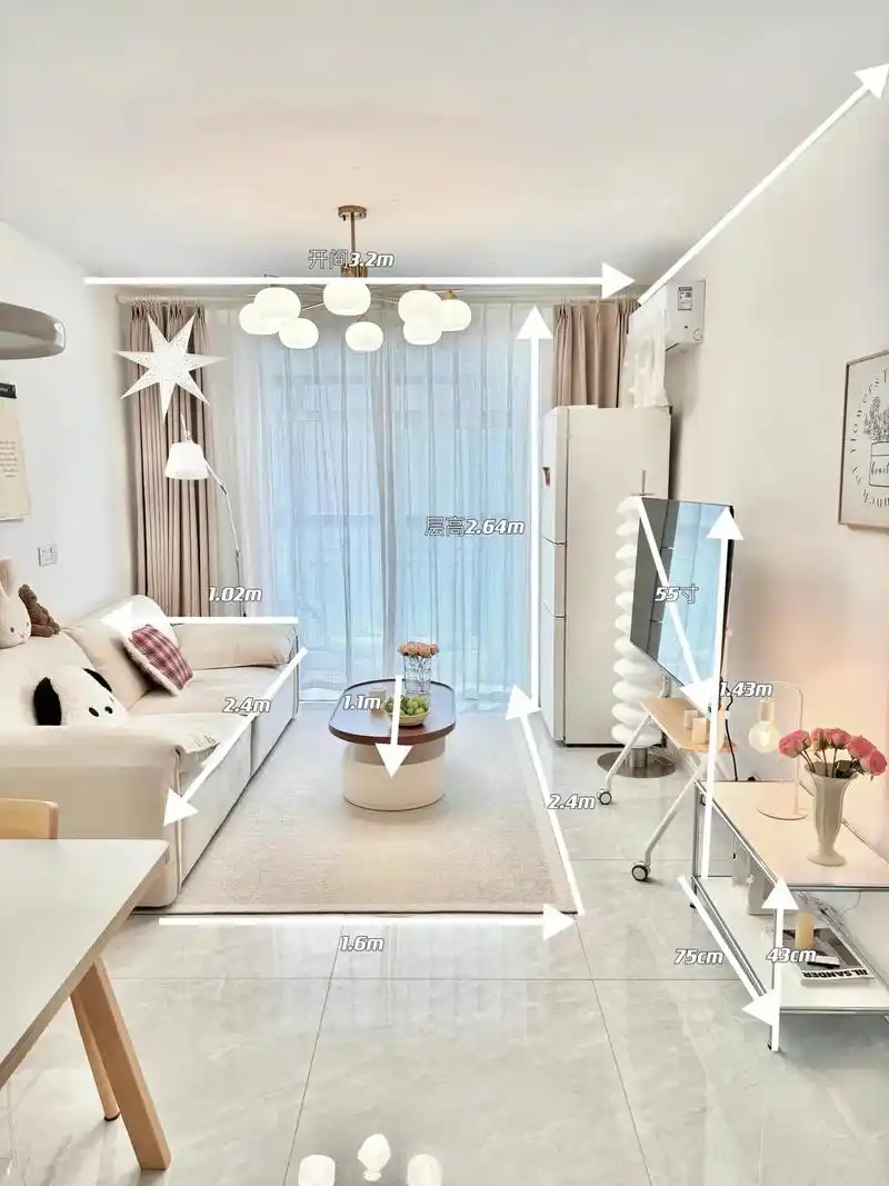 套内59㎡小户型,客餐厅一体详细尺寸来啦 92关于我家