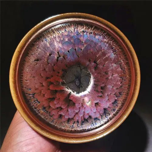 凯斯唯嘉建阳建盏名师黄涛手作金樽彩金原矿油滴盏茶杯主人杯单杯礼盒