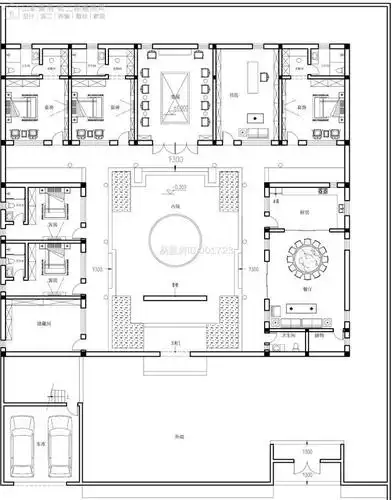 中式三合院 面宽 27.2米 进深 32.2米