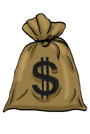 卡通手绘一袋子的钱