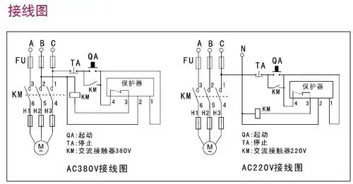 两个接触器一个电动机综合保护器一个时间继电器两个按钮一个停止指