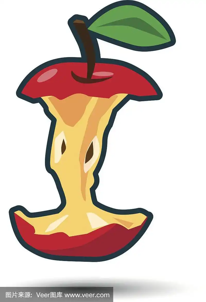 红苹果核与阴影