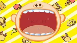 卡通吃零食嘴巴插画