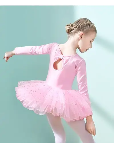 儿童舞蹈服长袖女童芭蕾舞裙小女孩幼儿练功服秋冬中国舞跳舞衣