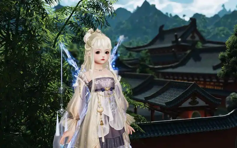 剑网3秀萝实装【人间情重·纯瑛】(紫色)衣服 黑发