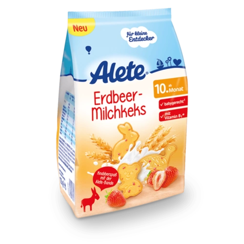 德国超市采购雀巢nestle alete草莓牛奶动物饼干 10月