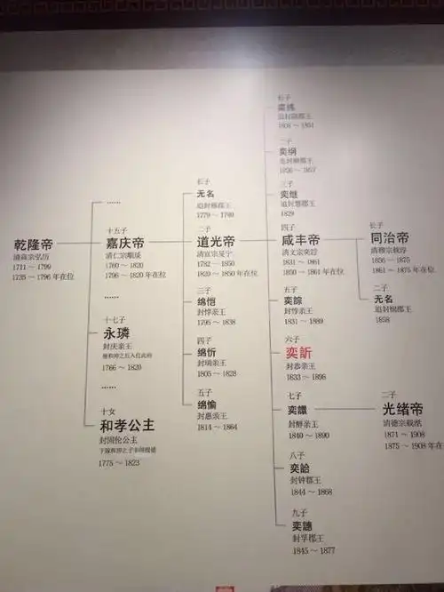 清朝皇帝的家谱分支图
