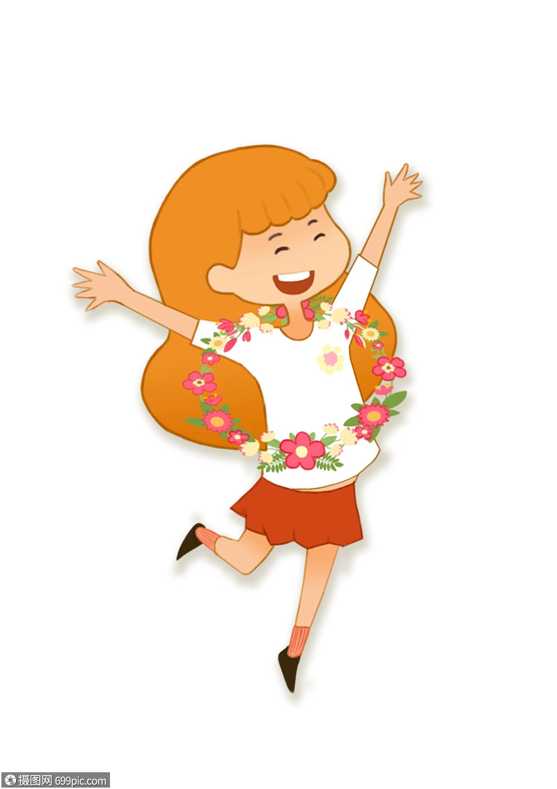 小女孩卡通人物欢呼