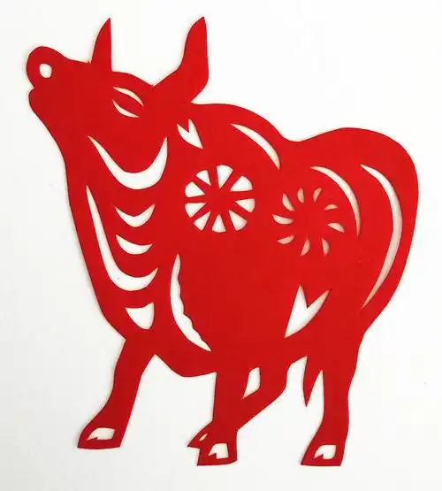 2021牛年春节纯手工生肖红色牛剪纸窗花动物剪纸双面红宣纸无背胶