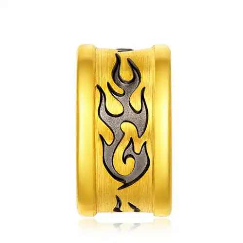 周大福 水火图腾男士转运珠足金黄金吊坠