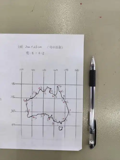 手绘澳大利亚轮廓图