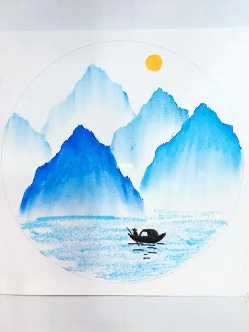 蜡笔画出山水画##简笔画  #简笔画教程  #一起学画画  #山水画  #创意