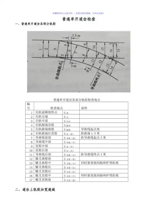 单开菱形及复式交分道岔的检查方法带图解word版