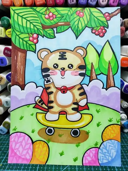 马克笔简笔画十二生肖虎