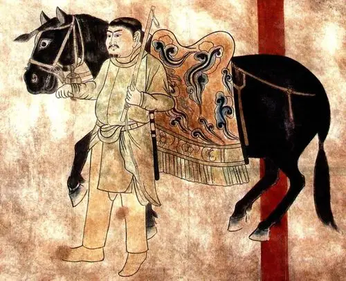 辽代陈国公主墓《契丹人引马图》(摹本)有趣的是,宋致辽的礼物中亦有