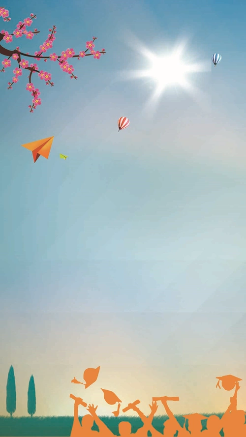 我们毕业了清新学生欢呼剪影h5背景