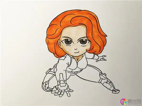 黑寡妇简笔画手绘教程黑寡妇儿童画怎么画黑寡妇简笔画彩色卡通q版