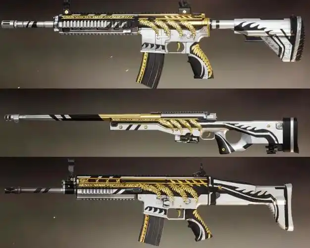 "吃鸡"7赛季精英手册枪皮对比,ss3最拟真,黄金龙骨最艺术_皮肤