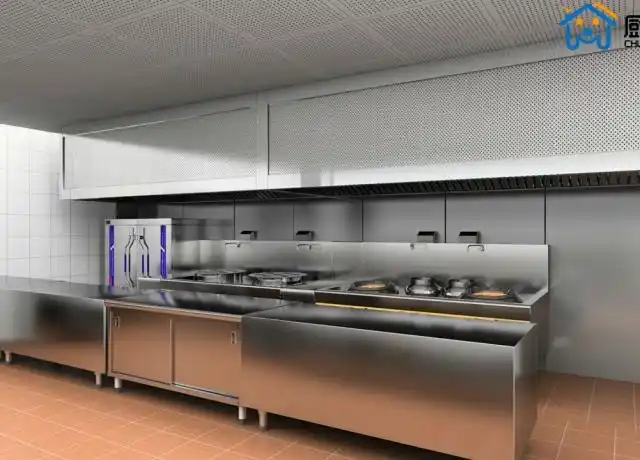 重庆某小饭馆3d厨房设计布局效果图
