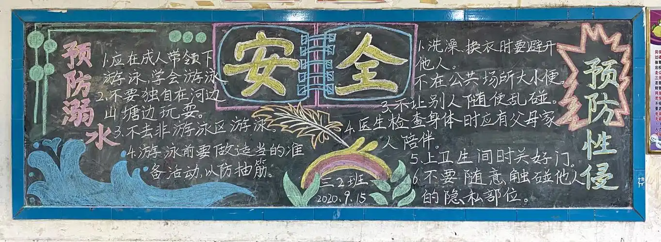 2020秋水田河小学"安全伴我行"黑板报评比