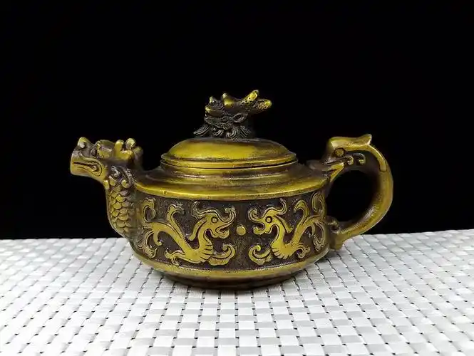 铜壶古代老铜壶仿古茶壶黄铜纯铜茶具功夫茶壶龙龟壶龙凤壶美女壶龙龟