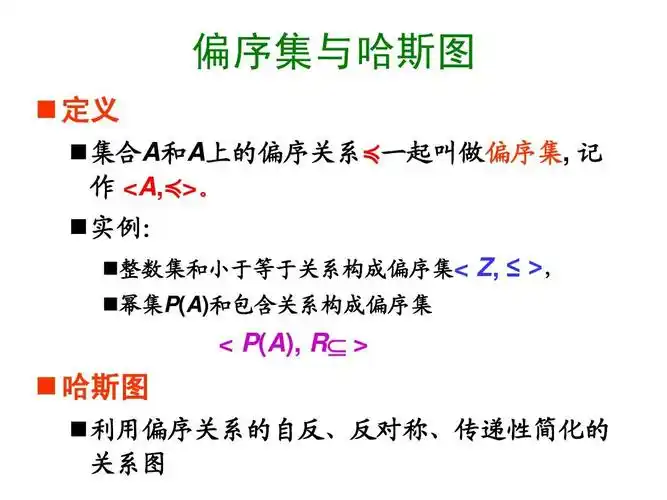 离散数学第五版教学ppt 偏序集与哈斯图   定义   集合a和a上的偏序