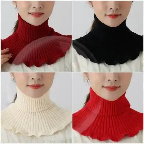 秋冬季假领子女士百搭针织防寒围脖春秋款高领护颈椎脖套保暖假领