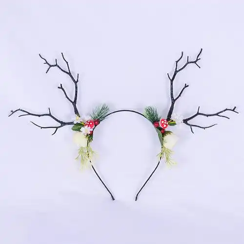 圣诞节发箍森系鹿角发带树枝长角麋鹿可爱成人儿童派对摄影头箍女