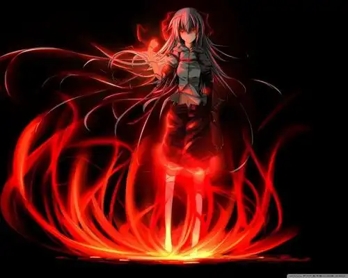 火焰中的动漫女孩