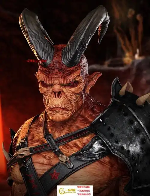 不同纹理凶恶恐怖两角恶魔3d模型合集