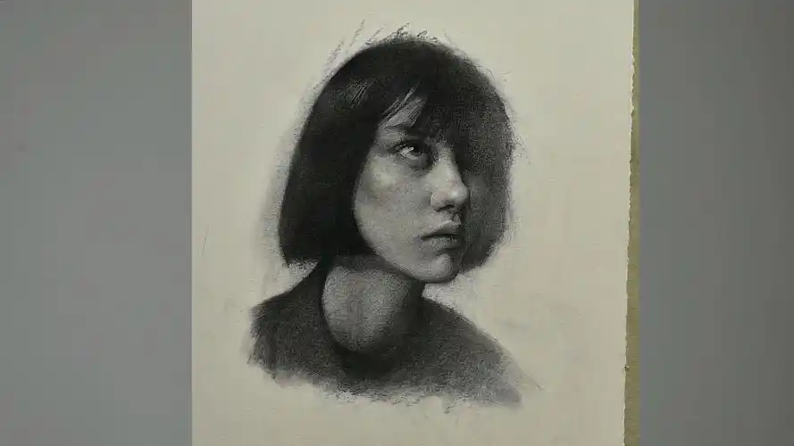 女孩素描头像绘画过程