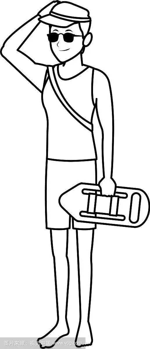 救生员带鱼雷浮标黑白相间