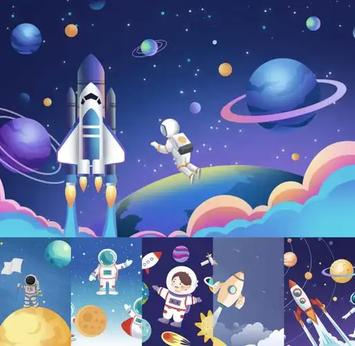 🌟彩色宇宙卡通宇航员背景展板大集合🚀