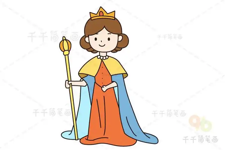 queen卡通简笔画王后简笔画教程王后简笔画图片教程