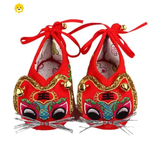 喻娄新生婴儿鞋老虎鞋宝宝百日周岁学步鞋软底冬季男宝红色虎头鞋鞋子