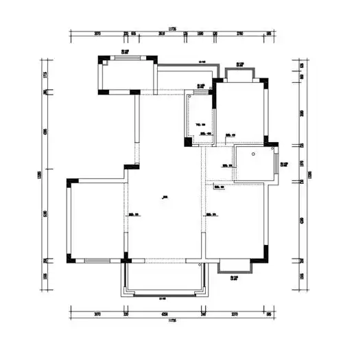 120平三居室户型图