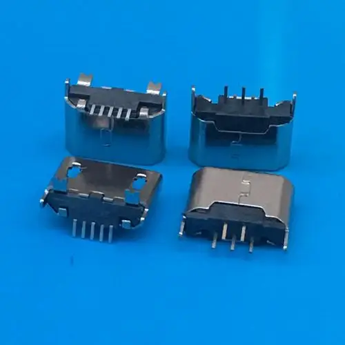 micro usb 180度立式贴片母座 5pin b型立式smt母座 两个鱼叉