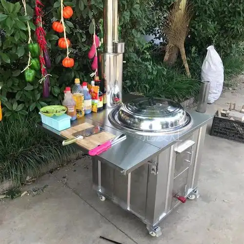 省柴节能新式集火灶室外移动大锅灶加厚不锈钢柴火灶