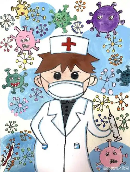 儿童画少儿防疫作品二