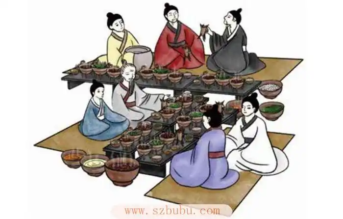 古人的宴席形式叫宴席,是以地上铺的席来命名的.