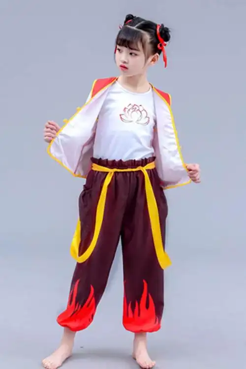 泰瑞格哪咤衣服cos动漫小哪吒男表演出服儿童服装女童舞蹈演出服无扣